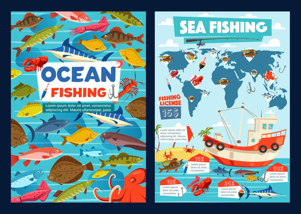 Риболовна промисловість, океанічна та морська рибалка
 - Вектор, зображення