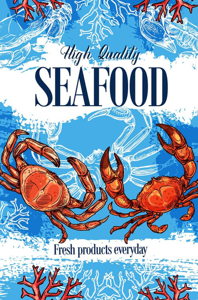 Ескіз краба з морепродуктів, магазину продуктів харчування в океані
 - Вектор, зображення