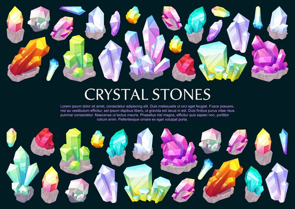 Piedras cristalinas, piedras preciosas y minerales de joyería
 - Vector, imagen