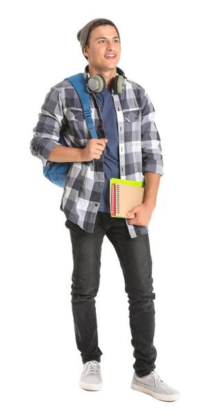 Portrait of young student on white background - Photo, Image