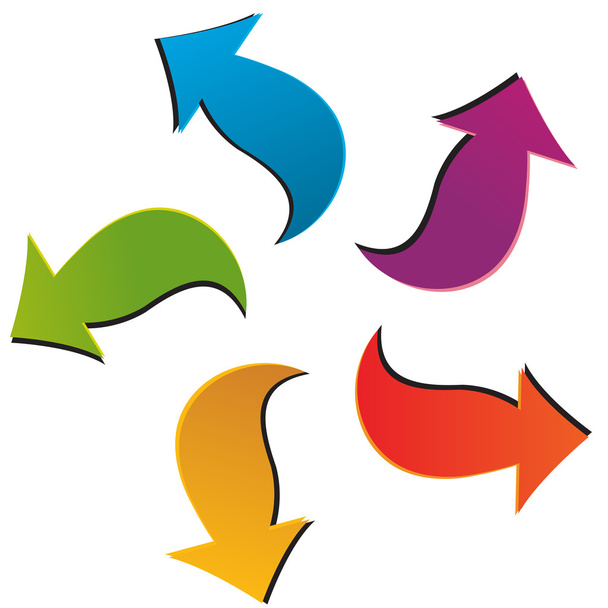 Set of five colorful arrows - Vector, Image