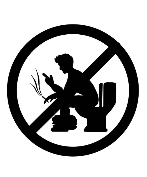 Не курить и не пользоваться телефоном в туалете
. - Вектор,изображение
