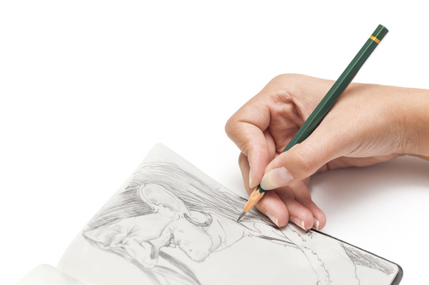 Diseñadora femenina dibujando un personaje
 - Foto, Imagen