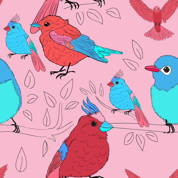 Seamless pattern with birds - Вектор,изображение