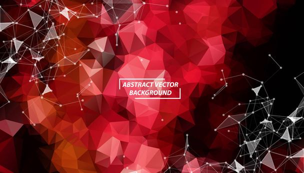Abstract Red Polygonal Space Background with Connecting Dots and - Вектор, зображення