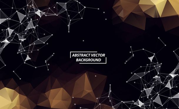 Fondo espacial poligonal marrón oscuro abstracto con conexión D
 - Vector, Imagen