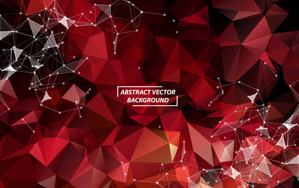 Abstract Red Polygonal Space Background with Connecting Dots and - Vettoriali, immagini