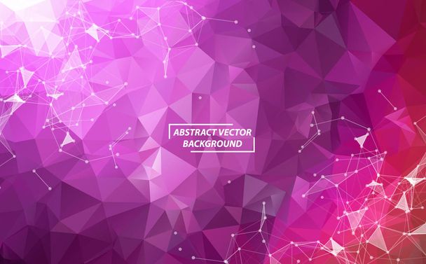 Abstract Purple Polygonal Space Background with Connecting Dots  - Vector, Image