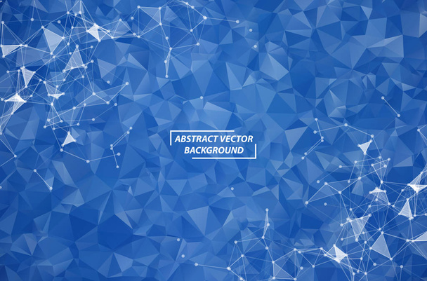 Abstract Dark Blue Polygonal Space Background with Connecting Do - Vector, Image