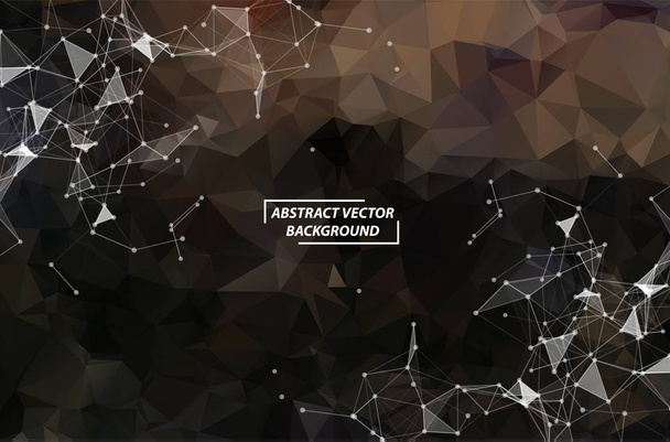 Abstract Black Brown Polygonal Space Background with Connecting  - Вектор,изображение