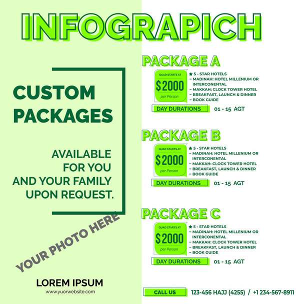 3つのパッケージまたはオプションを備えたインフォグラフィック要素のデザイン - ベクター画像