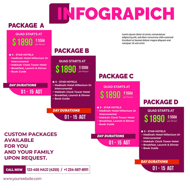 Infographic element design with 3 package or options - Vettoriali, immagini