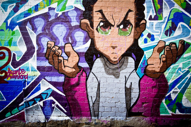 МЕЛЬБУРН - 29 ИЮНЯ: Уличное искусство неизвестного художника. Мельбур
 - Фото, изображение