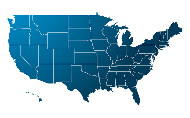 modrá mapa USA - Vektor, obrázek