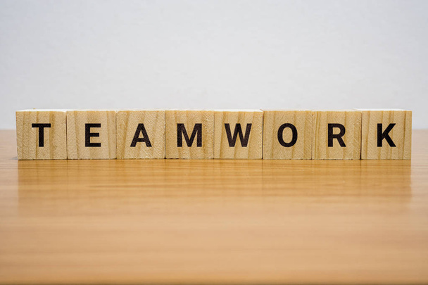 Teamwork Word on Wooden Block - Foto, Imagen