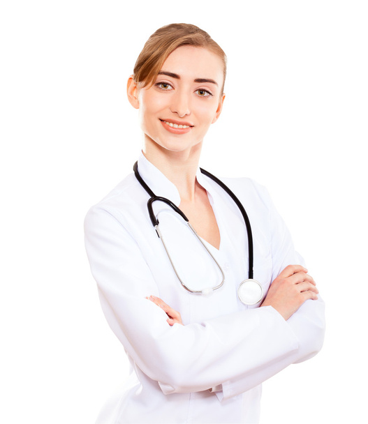 Smiling medical doctor woman with stethoscope. - Φωτογραφία, εικόνα