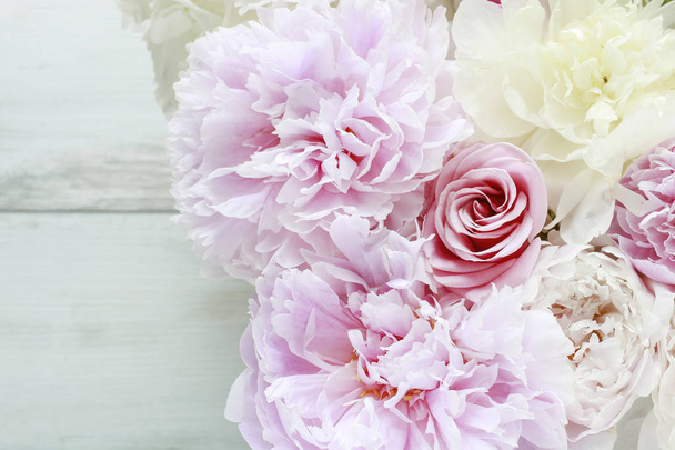 Flower background with peonies, roses and hortensias.  - Foto, imagen