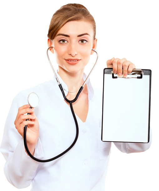 Smiling medical doctor woman with stethoscope. - Photo, image