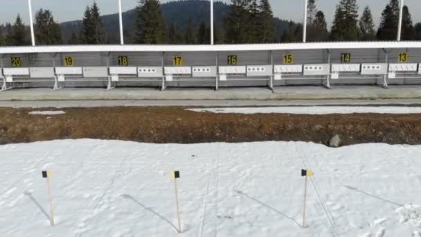 Biathlon. Panorama of targets for shooting during the biathlon. The numbering of the targets - Materiał filmowy, wideo