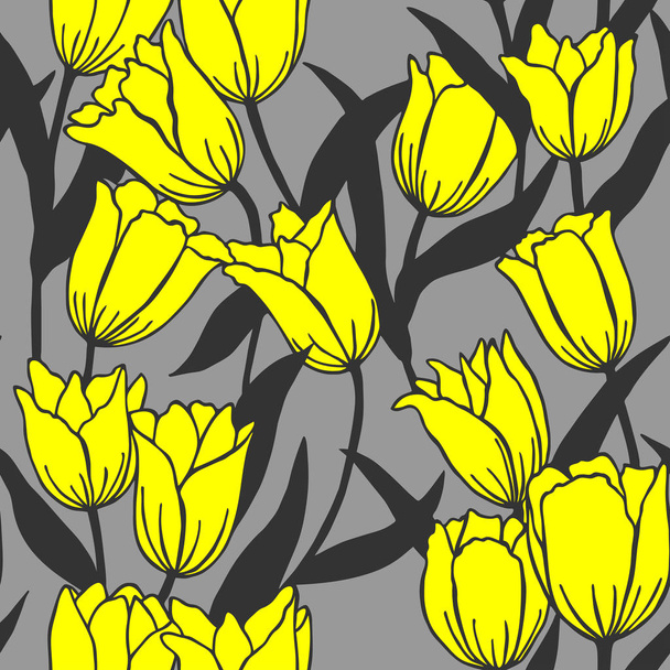 flores tulipanes. patrón sin costuras. eps10 ilustración vectorial. dibujo a mano
 - Vector, Imagen