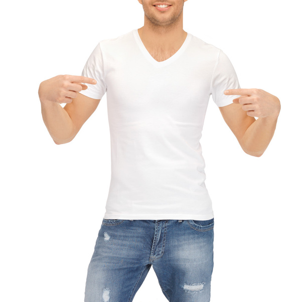 Man in blank white t-shirt - Fotó, kép