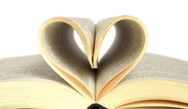 Pages of a book curved into a heart - Foto, imagen