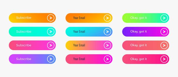 Web buttons flat design template with color gradient - Vetor, Imagem