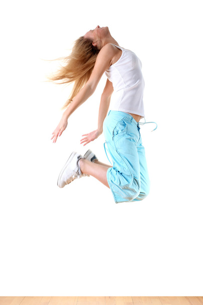 Jumping woman modern ballet dancer - Photo, image