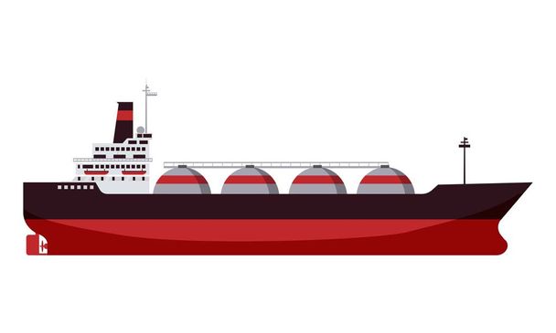 Plynová cisterna LNG zemní plyn. Nosná loď. Vector ilustrace izolovaný kreslený plochý design - Vektor, obrázek