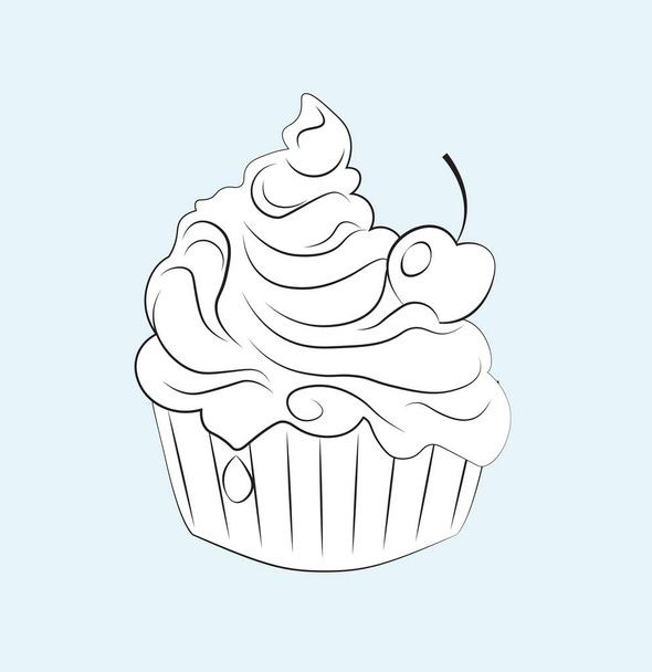 Coloring book cupcake - Vector, imagen