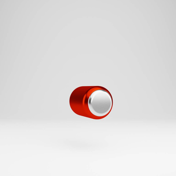 Metal símbolo de punto 3d. Fuente metálica roja y blanca aislada sobre fondo blanco
. - Foto, imagen