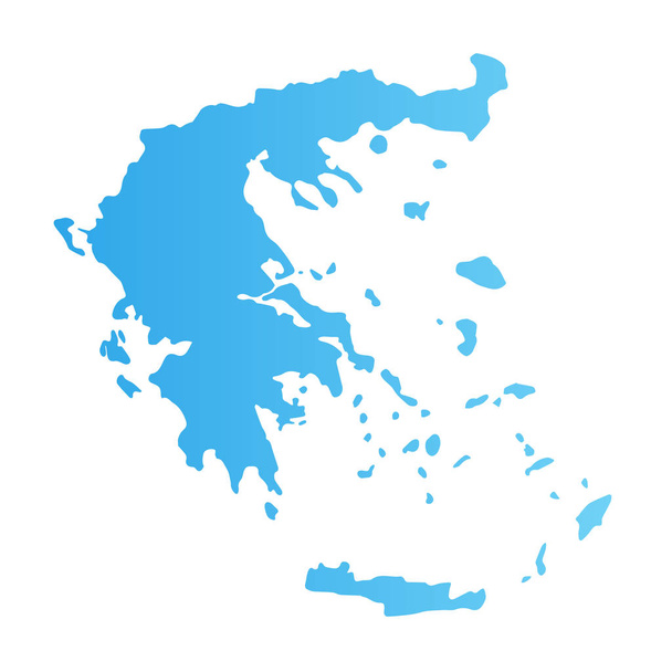 Yunanistan silueti, düz vektör illüstrasyon mavi renk beyaz izole. - Vektör, Görsel