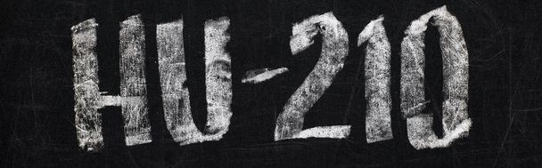 panoramic shot of black chalk board with lettering hu-210 - Zdjęcie, obraz