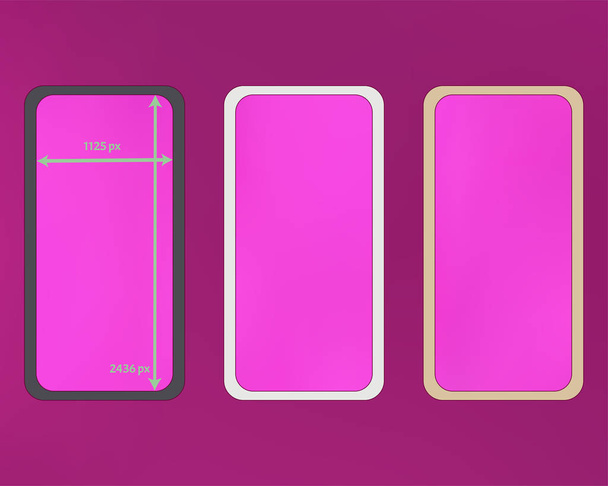 Mesh, magenta colored phone backgrounds kit. - Wektor, obraz