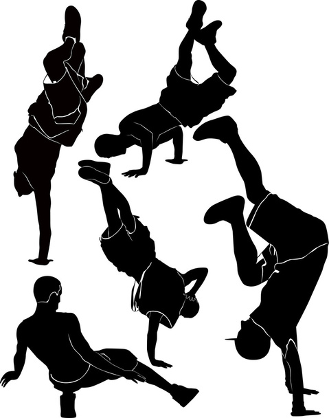 Breakdance silhouette break tánc - Vektor, kép