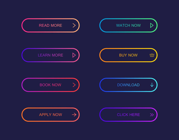 Set di pulsanti in stile materiale moderno per sito web, app mobile e infografica. Diversi colori di gradiente. Stile piatto moderno di illustrazione vettoriale
 - Vettoriali, immagini