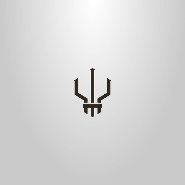 черно-белая простая линия искусства геометрический векторный контур знак трезубец Посейдон
 - Вектор,изображение