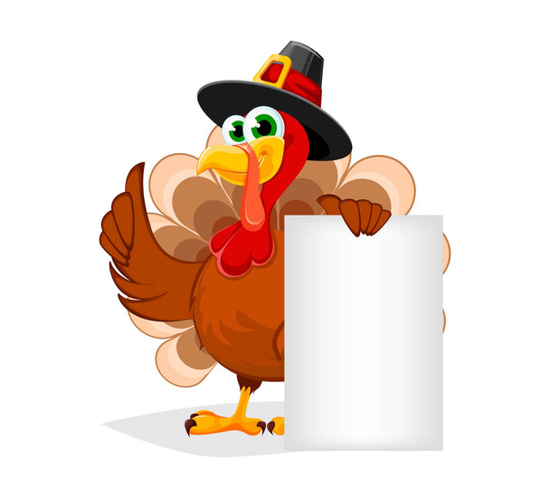 Le jour de Thanksgiving. Drôle de personnage de dessin animé dinde
 - Vecteur, image