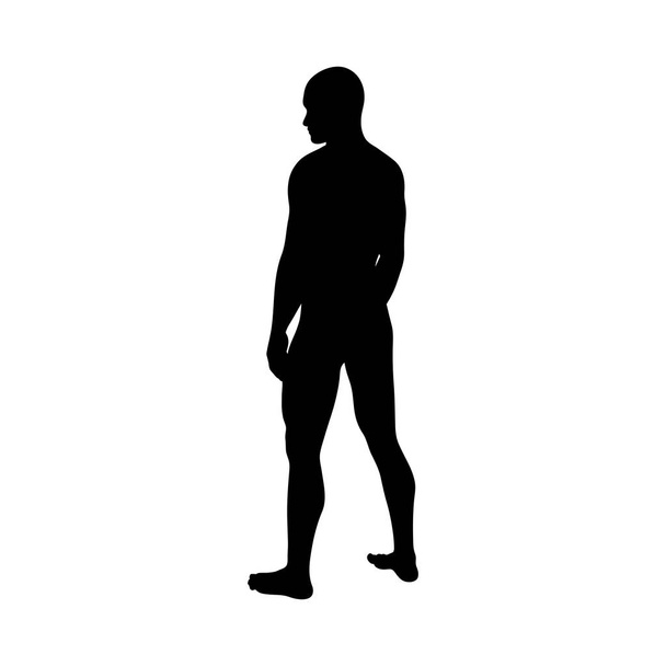 Zittend pose man silhouet - Vector, afbeelding