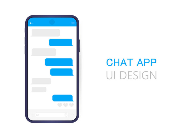 Smart Phone met messenger chat scherm. Moderne vector illustratie platte stijl - Vector, afbeelding