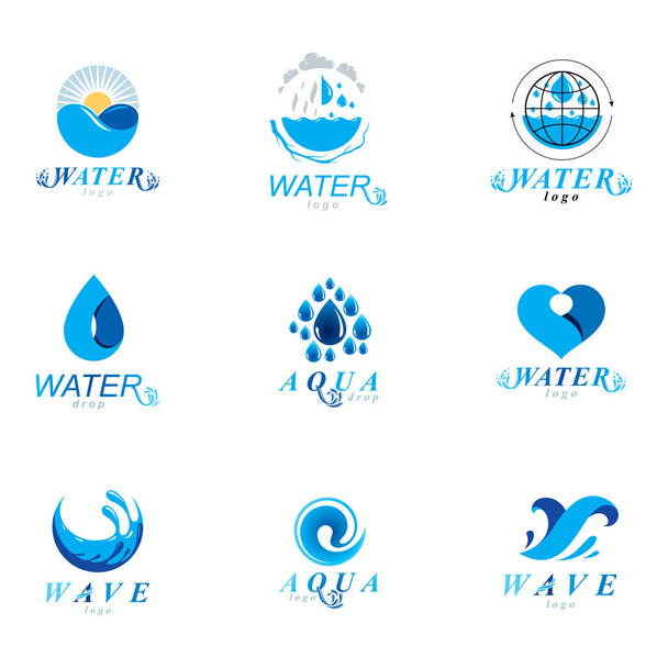 Meereswellen-Spritzvektor-Symbol. Wasser ist Lebensthema. Umwelt  - Vektor, Bild