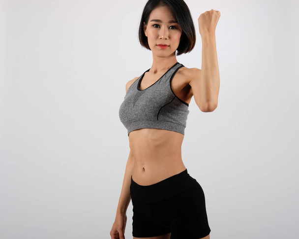 sporty woman in sportswear on white background. healthy sport fi - Foto, immagini