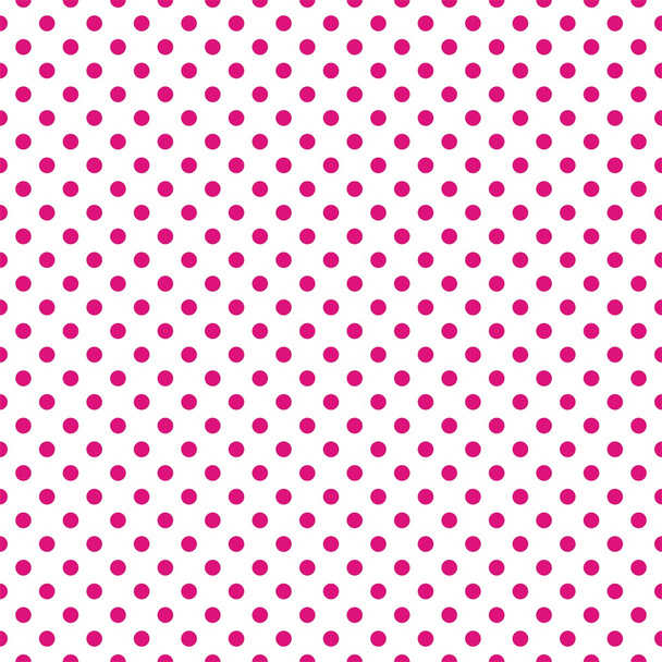 Seamless vector pattern with dark neon pink polka dots on a white background. - Vector, Image