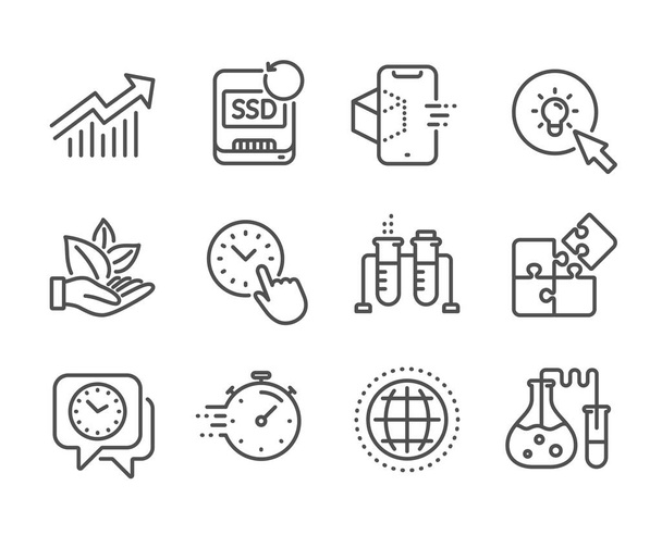 Set of Science icons, such as Augmented reality, Clock, Organic product. Vector - Vector, Image