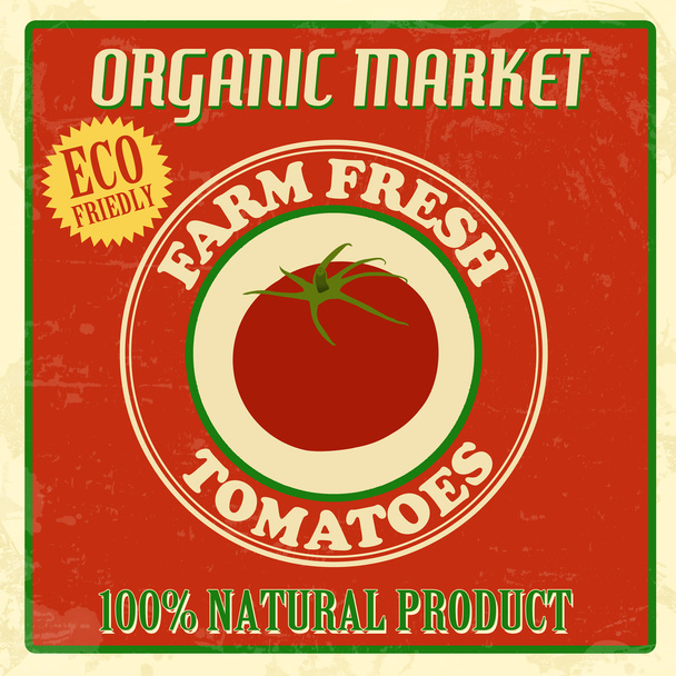 Cartel de tomates frescos de granja
 - Vector, imagen