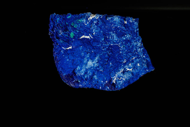 Macro mineral stone Azurite in siltstone against black backgroun - Photo, Image