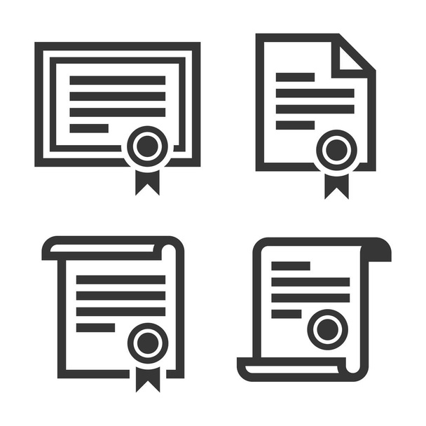 Certificate and Diploma Icons Set on White Background. Vector - Vektor, obrázek