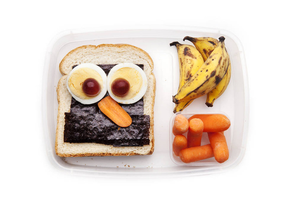 Creative sandwich with funny face isolated on white background - Valokuva, kuva