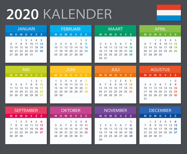 2020 Calendar Dutch - vector illustration - Vector, Image