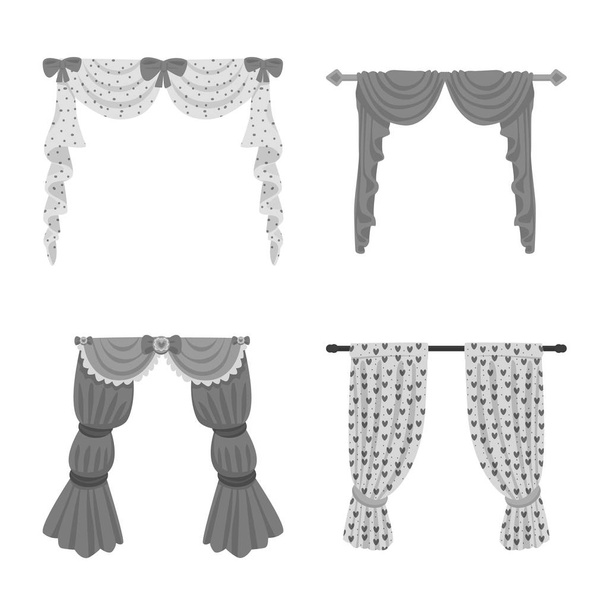 Isolated object of interior and cornice icon. Set of interior and drapes vector icon for stock. - Διάνυσμα, εικόνα